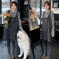 批发6<b class='q'>新款</b>慵懒风气质宽松孕妇装装春秋减龄小个子百搭背心裙套装