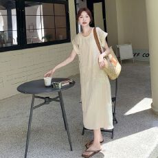 2026孕妇装夏季流苏假两件连衣裙2026休闲时尚宽松中长款过膝外穿