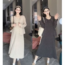 批发孕妇装2026秋冬季新款高级感长袖开衫外套上衣背心裙<b class='q'>连衣裙</b>两件套