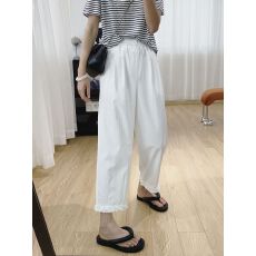 批发木耳边宽松直筒<b class='q'>休闲裤</b>子女夏季薄款九分冰丝速干裤轻薄显瘦<b class='q'>哈伦</b>裤