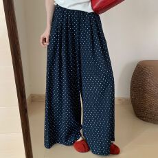 批发休闲宽松波点阔腿裤2026夏季薄款新款<b class='q'>韩版</b>百搭气质高腰阔腿裤长裤