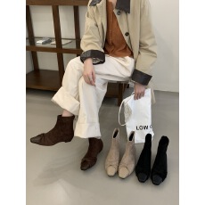 批发巨好穿新款短靴来了复古绒面方头秋冬新款方头瘦瘦短靴