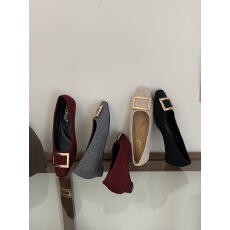 批发呢子方扣气质晚晚风<b class='q'>简约</b>复古百搭小单鞋绝美配裙子