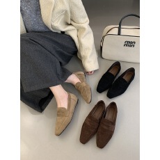 批发老钱风<b class='q'>简约</b>内增高方头棕色内增高乐福鞋 黑色 卡其 咖啡