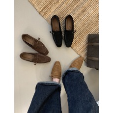 批发老钱风<b class='q'>简约</b>内增高方头棕色内增高乐福鞋 黑色 卡其 咖啡