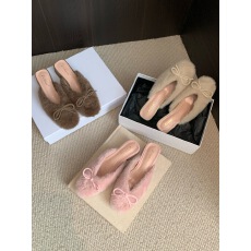 批发<b class='q'>甜美</b>温柔蝴蝶结粉色毛毛鞋包头半拖秋冬百搭好穿