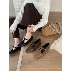 2025秋冬新款复古T字带绒面气质晚晚风玛丽珍单鞋