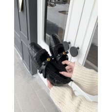 批发山茶花小香风2025加绒黑色玛丽珍毛毛鞋<b class='q'>冬</b>季保暖内增高版巨百搭