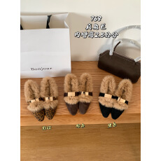 批发真兔毛～秋<b class='q'>冬</b>新款内增高复古豹纹时尚金属绒面保暖穆勒鞋