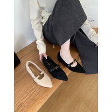 批发单里版！山茶花蝴蝶结内增高尖头内增高玛丽珍秋冬新款气质单鞋