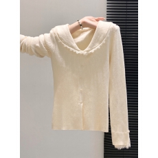 批发<b class='q'>蕾丝</b>花边娃娃领长袖针织毛衣女秋冬新款设计感修身内搭打底衫上衣