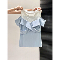 批发别致露肩<b class='q'>短袖</b>t恤衫女夏季2026新款荷叶边设计感遮肉显瘦百搭上衣