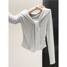 批发简约设计感披肩绑带<b class='q'>长袖</b><b class='q'>t</b><b class='q'>恤</b>女2026秋季新款修身显瘦百搭休闲上衣