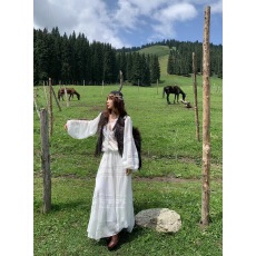 批发十三行<b class='q'>正品</b>2025秋季新款法式蕾丝拼接高级感宽松显瘦重工<b class='q'>连衣裙</b>女