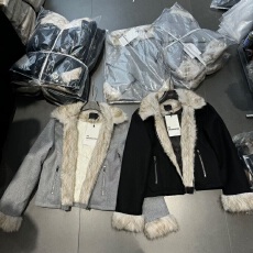 批发2025冬季新款韩版辣妹宽松显瘦拼接毛毛翻领呢子羽绒服短<b class='q'>外套</b>女潮