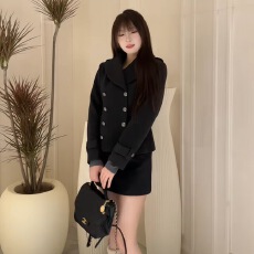 批发Xzichic复古bbr呢子加厚西装领收腰大衣<b class='q'>女</b>冬季新款正肩毛呢外套