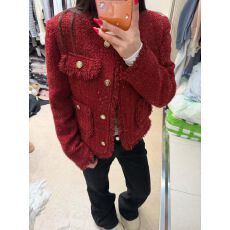 批发十三行经典安可拉红小香风加厚夹克女2025秋冬季通勤高级感短外套