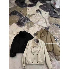 批发Narcos25早秋新款<b class='q'>双排扣</b>立领<b class='q'>风衣</b>女徽标贴片下摆收褶韩系短款外套