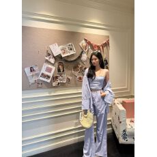 批发Barb Chill出游休闲<b class='q'>衬衫</b>套装夏日度假穿搭宽松慵懒条纹阔腿裤