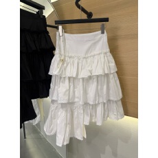 批发法式白色不对称下摆荷叶边蛋糕裙女2026春夏不规则拼接A字半身裙