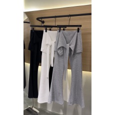 批发十三行女装春季新款慵懒风绑带围裙长款<b class='q'>拖地</b>休闲宽松喇叭裤两件套