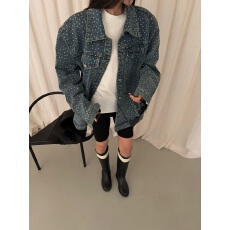 批发2026早春新款重工烫钻牛仔外套女宽松休闲百搭夹克上衣外套潮
