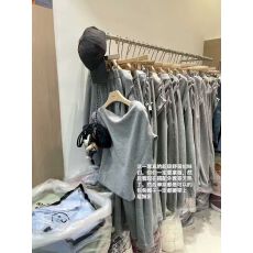 批发Tongiiuu 私服日常 斜领露肩短袖T恤女宽松直筒休闲阔腿裤套装夏