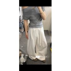 批发2026春季新款纯色百搭压褶抽绳阔腿宽松休闲裤洋气百搭<b class='q'>女</b><b class='q'>西装</b>裤