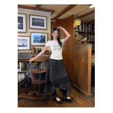 批发宋正恩<b class='q'>黑色</b>波点蕾丝半身裙女2026新款夏设计感不规则<b class='q'>长裙</b>a字裙潮