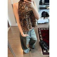 批发FCY studio【03/27 20:00】招牌豹豹上衣雪纺无袖挂脖背心