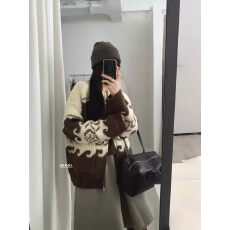 批发韩国东大门费尔岛慵懒风粗针毛衣开衫女秋冬复古高级感针织外套女