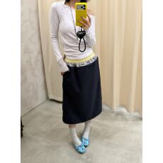批发UN原创设计师<b class='q'>品牌</b>个性小众显瘦高级腰围撞色拼接半身长裙