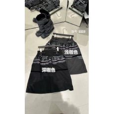 批发十三行R13冬季新款加绒半身裙女撞色拼接金属扣设计中长款直筒裙