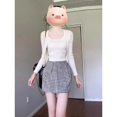 批发盐系韩剧穿搭三件套装格子半身短裙连衣裙女小个子初<b class='q'>秋</b>