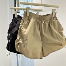 批发官图松紧高腰阔腿休闲短裤女早春夏装百搭韩版宽松运动沙滩热裤