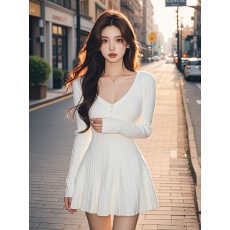 批发韩国高级<b class='q'>北极</b><b class='q'>绒</b>毛衣温柔御姐风小个子针织连衣裙女春内搭打底短裙