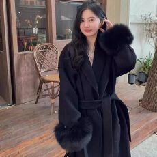 批发法式气质中长款呢子<b class='q'>大</b>衣<b class='q'>女</b>装秋冬设计感别致毛袖气质休闲<b class='q'>风衣</b>外套