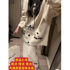 批发周里物灰色休闲针织毛衣慵懒高级感套装女气质2025超火两件套裙