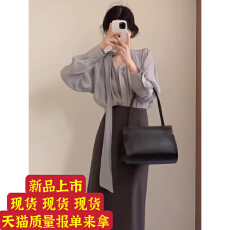 批发法式<b class='q'>春</b>季新款v领飘带衬衫半身裙高级感时尚通勤两件套装