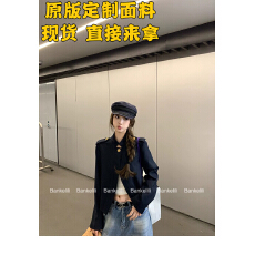 批发网图睿智老钱半开襟一粒扣老钱短款立领外套女秋
