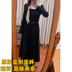 批发法式气质显瘦轻奢优雅圆领<b class='q'>连衣裙</b>赫本风<b class='q'>泡泡袖</b>波点小黑裙