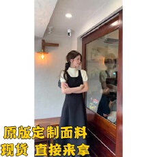 批发法式气质短袖半高领针织衫女夏季新款背心连衣裙两件套