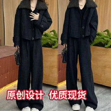 批发2025冬季新款时尚显瘦气质网红套装女高级百搭宽松上衣裤子两件套