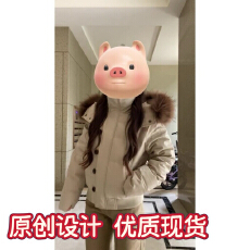 批发卡其色毛领连帽羽绒服棉服外套女2025<b class='q'>秋</b>冬小个子加厚保暖