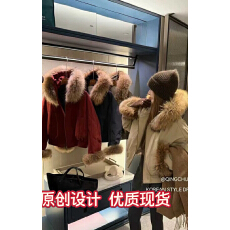 批发貉子大毛领短款羽绒服女90白鸭绒欧货2025冬季新款派克服保暖外套