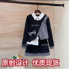 批发宠粉价加绒上衣学院风海军春季假两件秋冬款时尚套装