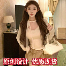 批发特调马天尼  波点系带长袖打底衫麻质灯笼<b class='q'>蕾丝</b>短裤