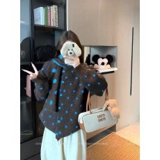 批发慵懒风小众复古波点长袖毛衣秋冬新款宽松显瘦洋气针织上衣配围脖