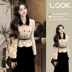 批发小香风气质时尚名媛两件套女装2025冬季新款富家千<b class='q'>金</b>外套半裙套装