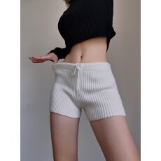 批发辣妹纯欲风低腰针织坑条包臀短裤美式辣妹家居服睡裤显瘦弹力<b class='q'>热裤</b>